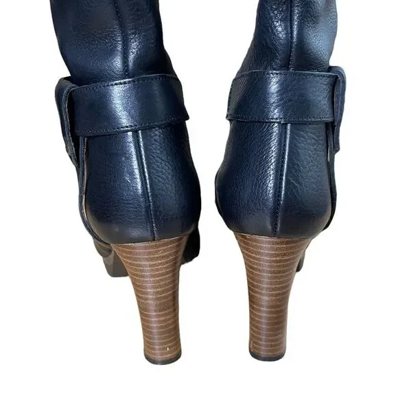 Black Heeled Boots with Buckle Detail - Picture 4 of 16